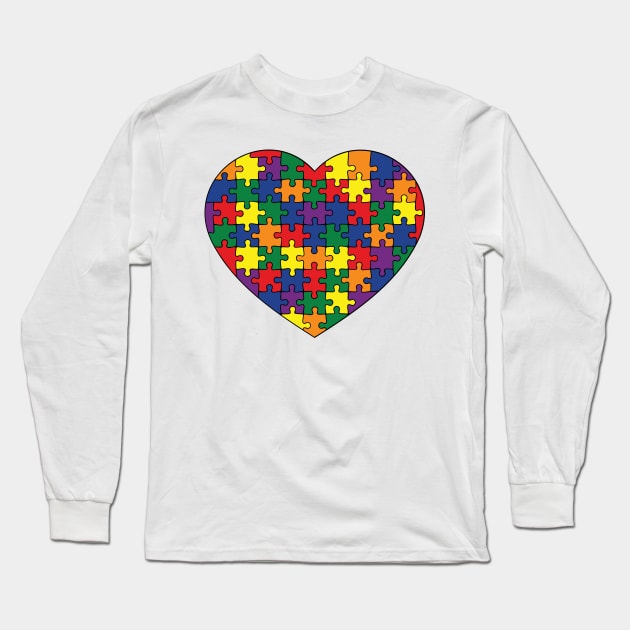 Puzzle Heart - Rainbow Pride Colors Long Sleeve T-Shirt by LaLunaWinters